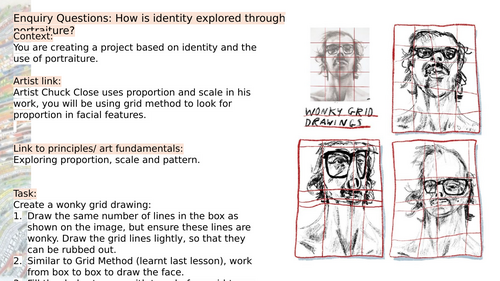 Wonky Grid Drawing inspired by Chuck Close