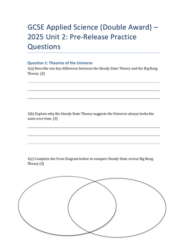 WJEC APPLIED SCIENCE 2025 PRE RELEASE REVISION