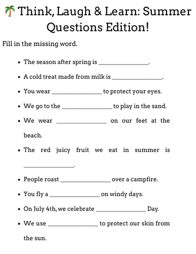 fun summer trivia questions for kids and answers