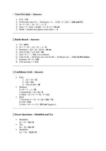 Final Hour Revision – “GCSE Maths Power-Up”