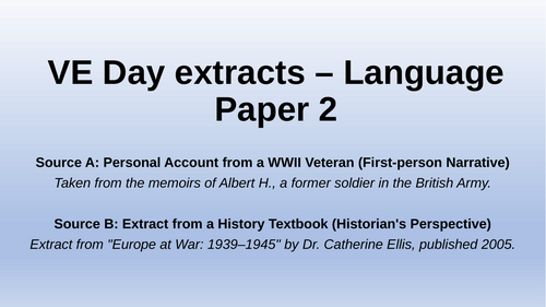 VE Day AQA Language Paper 2