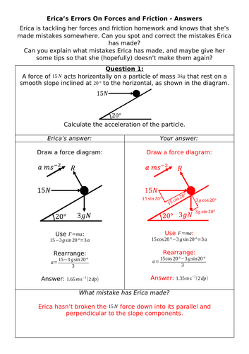 Erica's Errors on Forces and Friction