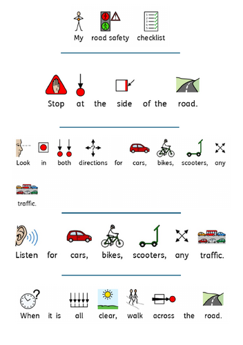 Crossing the road checklist to support SEND