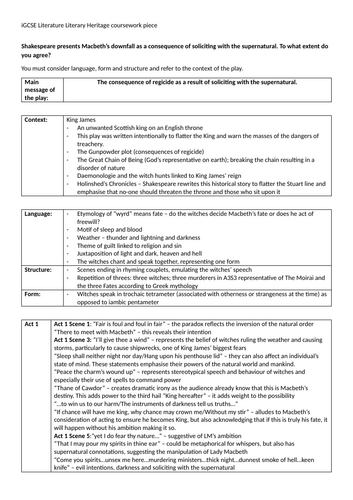 IGCSE Edexcel Macbeth Coursework unit