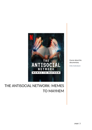 Worksheet netflix documentary The Antisocial Network: Memes to Mayhem