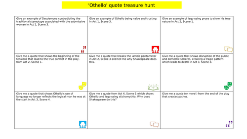 'Othello' quotes treasure hunt