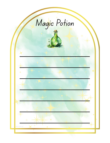 Magic potion writing template
