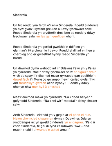 STORI BLWYDDYN 3: SINDERELA mewn idiomau