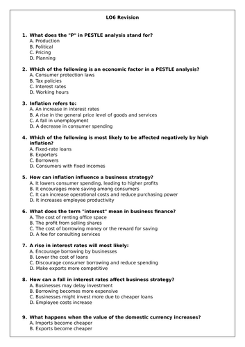 Level 3 Cambridge Technical OCR Business Unit 1 LO6 Revision