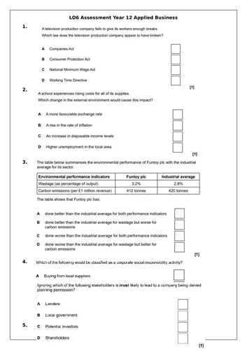 LO6 Assessment (Cambridge OCR Unit 1 Business)