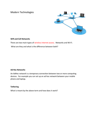 Modern Technology Worksheet/Revision  BTEC DIT