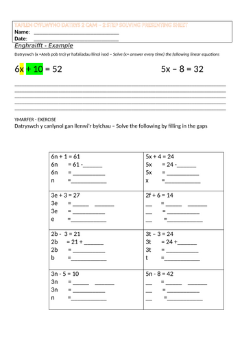 Two step solving Scaffolded Presenting worksheet
