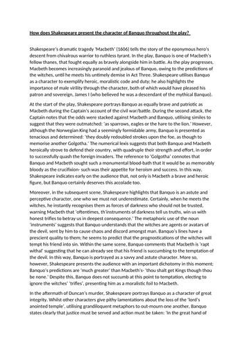 GCSE English Lit Model essay: Banquo