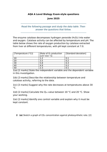 AQA A Level Biology Paper 2 Revision Booster 2025
