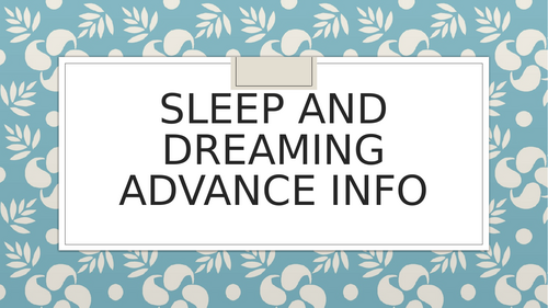 OCR GCSE Psych Sleep & Dreaming Revision