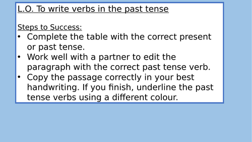 Writing in the past tense