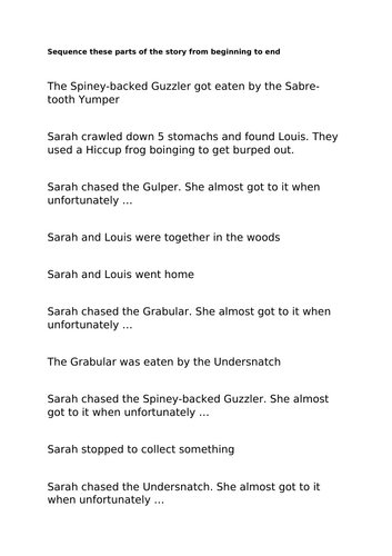 Sequencing the story: The Day Louis Got Eaten