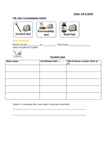 Rock scratch, permeability, and acid test lesson