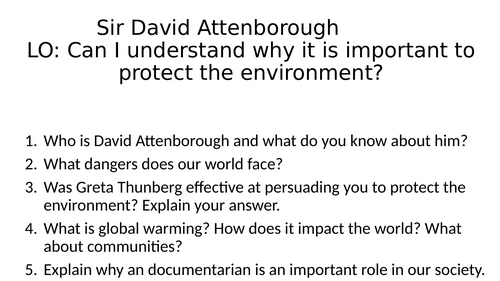 Non Fiction - David Attenborough Inspired Persuasive Writing