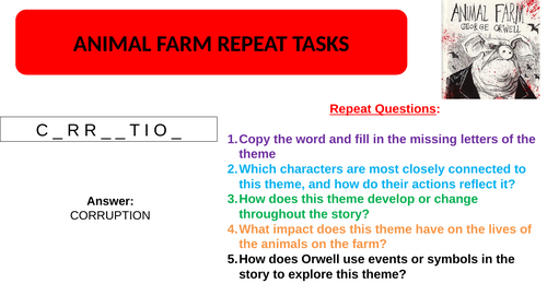 Animal Farm Literature Repeat Tasks