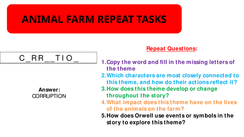 Animal Farm Literature Repeat Tasks