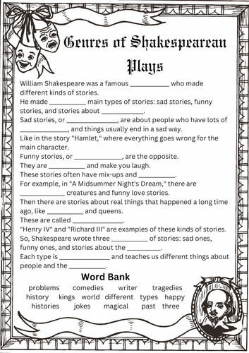 Cloze Passage - Genre of Shakespeare's Plays