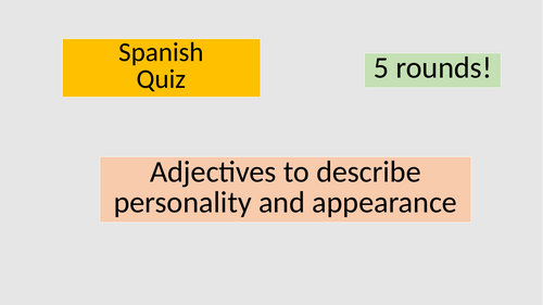 Spanish Adjectives Quiz