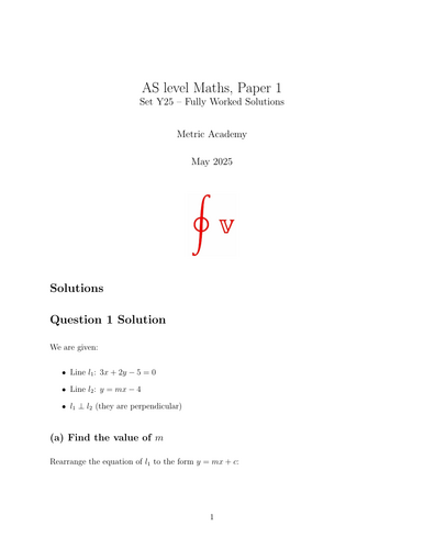 2025 AS level Predicted Paper 1, Pure Maths