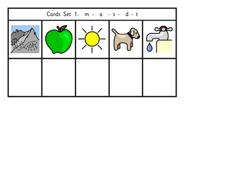 Phonics Cards Set 1: m - a - s - d - t