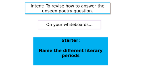 AQA A Level Literature Unseen poetry revision