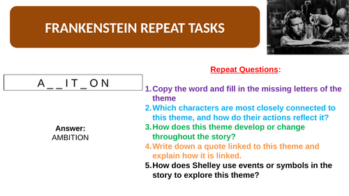 Frankenstein Literature Repeat Tasks
