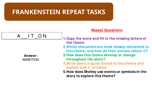 Frankenstein Literature Repeat Tasks