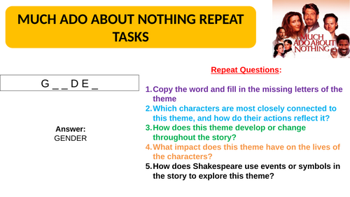 Much Ado About Nothing Literature Repeat Tasks