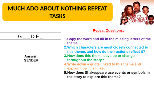 Much Ado About Nothing Literature Repeat Tasks