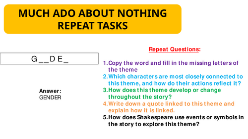 Much Ado About Nothing Literature Repeat Tasks