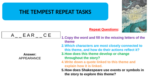 The Tempest Literature Repeat Tasks