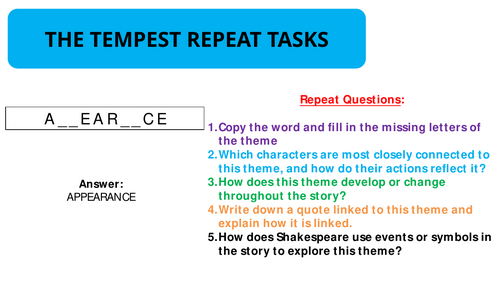 The Tempest Literature Repeat Tasks
