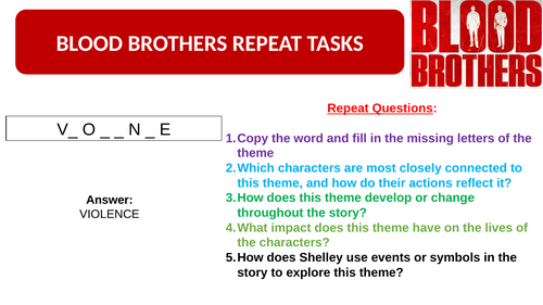 Blood Brothers Literature Repeat Tasks