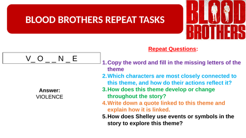 Blood Brothers Literature Repeat Tasks