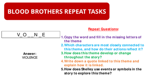 Blood Brothers Literature Repeat Tasks