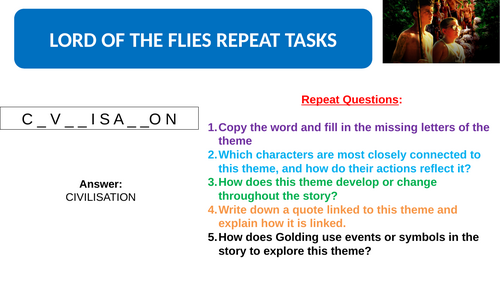 Lord of the Flies Literature Repeat Tasks