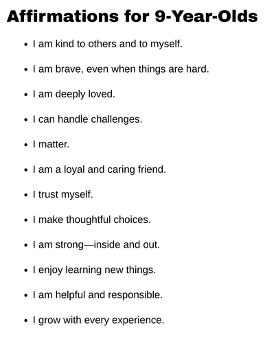 Affirmations for 9-Year-Olds