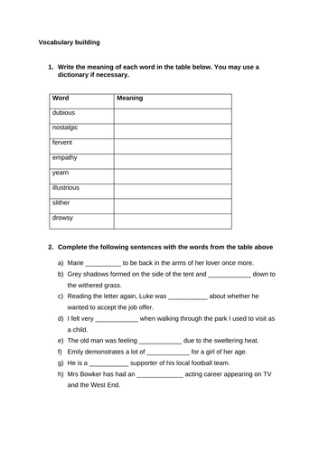 KS3 English Vocabulary building