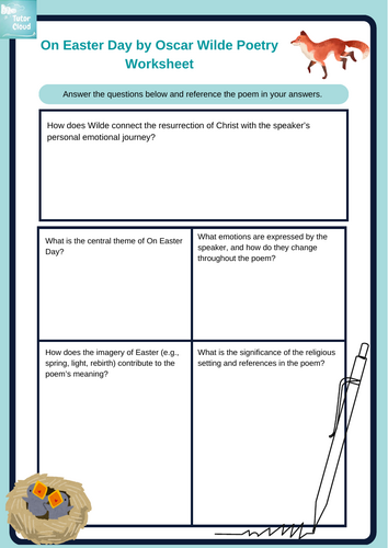 Easter Day by Oscar Wilde Poetry Worksheet