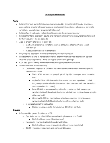Schizophrenia Notes