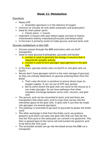 Metabolism Notes
