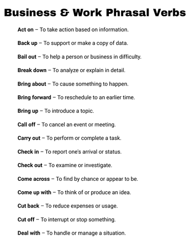 100 phrasal verbs for business and work with meaning