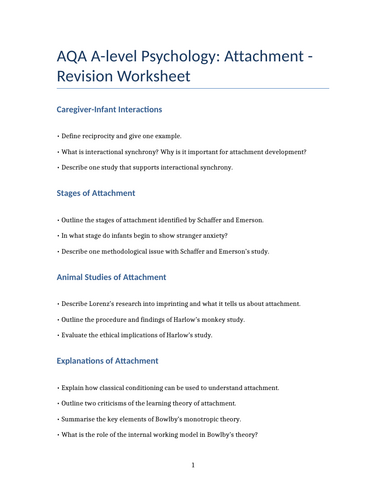 Attachment revision questions