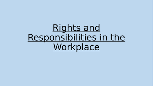 City and Guilds Rights and Responsibilities in the Workplace Level 1