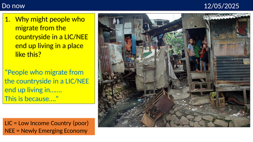 Urbanisation in LICs - squatter settlements